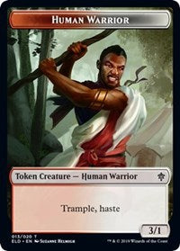 Human Warrior // Food (17) Double-sided Token [Throne of Eldraine Tokens] | Good Games North