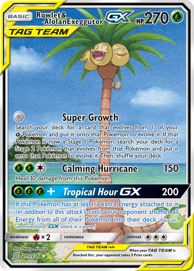 Rowlet & Alolan Exeggutor GX (215/236) [Sun & Moon: Unified Minds] | Good Games North