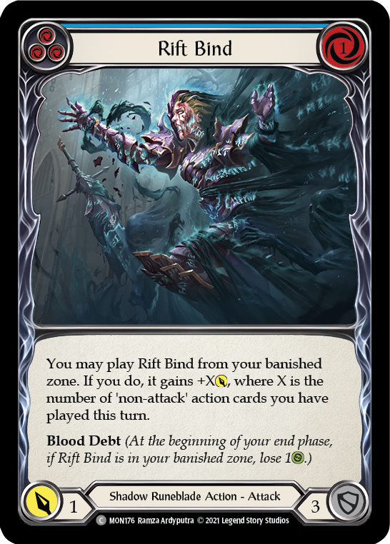 Rift Bind (Blue) [MON176-RF] 1st Edition Rainbow Foil | Good Games North
