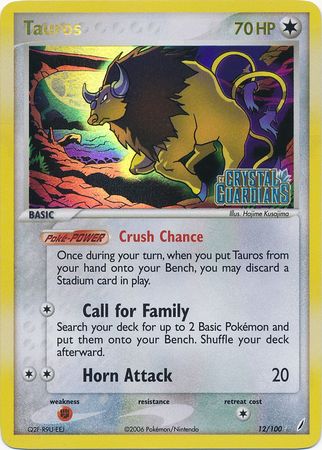 Tauros (12/100) (Stamped) [EX: Crystal Guardians] | Good Games North