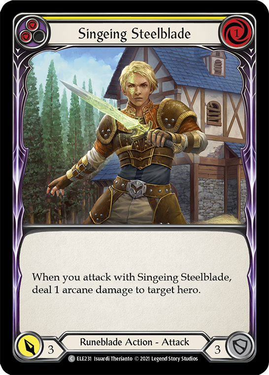Singeing Steelblade (Yellow) [ELE231] (Tales of Aria)  1st Edition Rainbow Foil | Good Games North