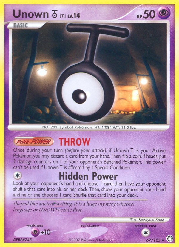 Unown T (67/123) [Diamond & Pearl: Mysterious Treasures] | Good Games North