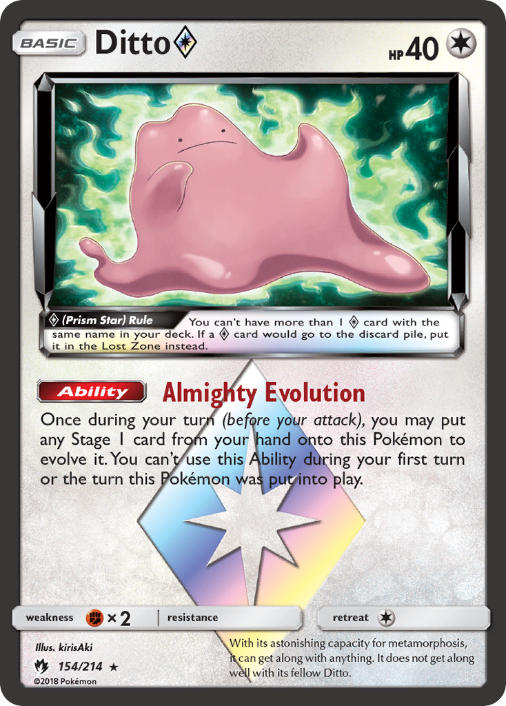 Ditto (154/214) (Prism Star) [Sun & Moon: Lost Thunder] | Good Games North