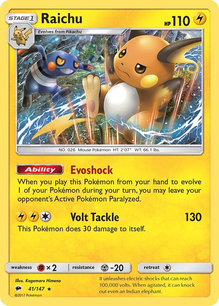 Raichu (41/147) [Sun & Moon: Burning Shadows] | Good Games North