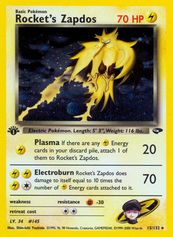 Rocket's Zapdos (15/132) [Gym Challenge 1st Edition] | Good Games North