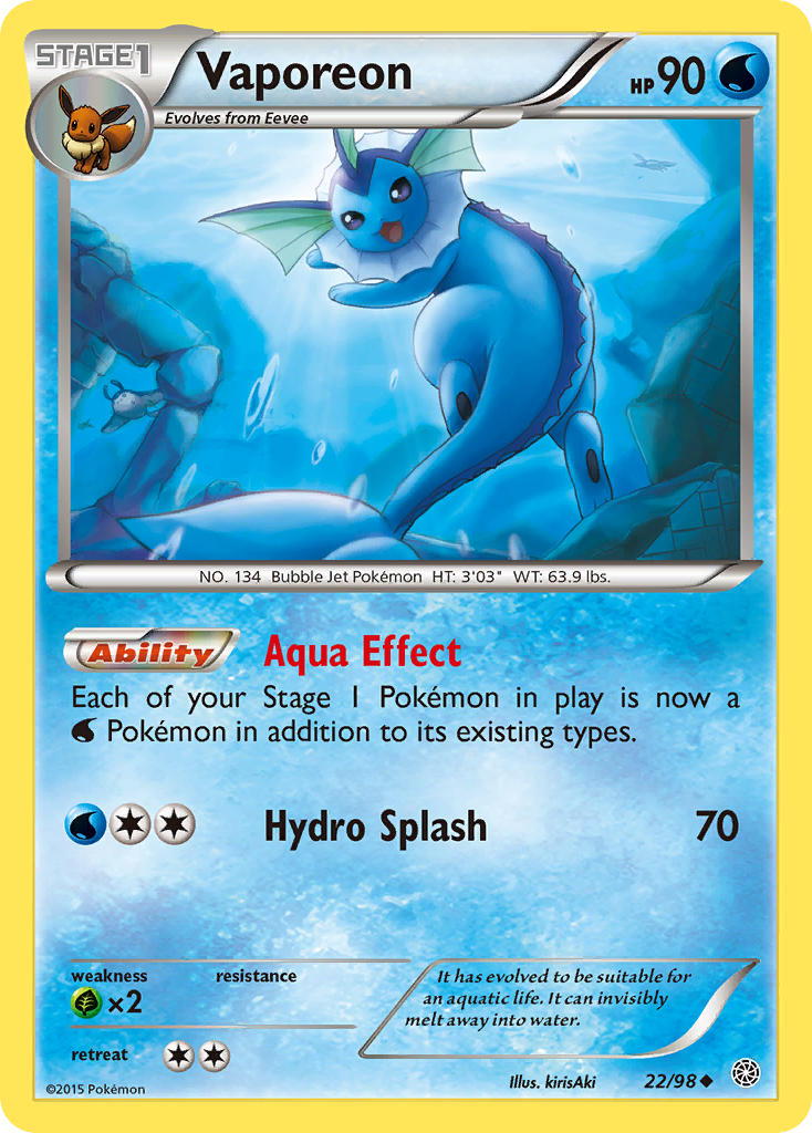 Vaporeon (22/98) [XY: Ancient Origins] | Good Games North