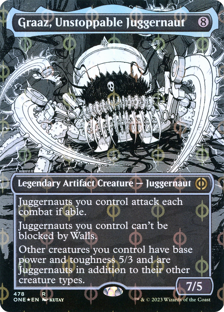 Graaz, Unstoppable Juggernaut (Borderless Manga Step-and-Compleat Foil) [Phyrexia: All Will Be One] | Good Games North