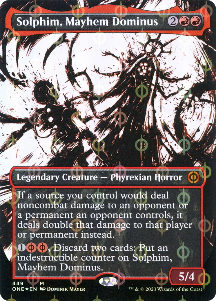 Solphim, Mayhem Dominus (Borderless Ichor Step-and-Compleat Foil) [Phyrexia: All Will Be One] | Good Games North