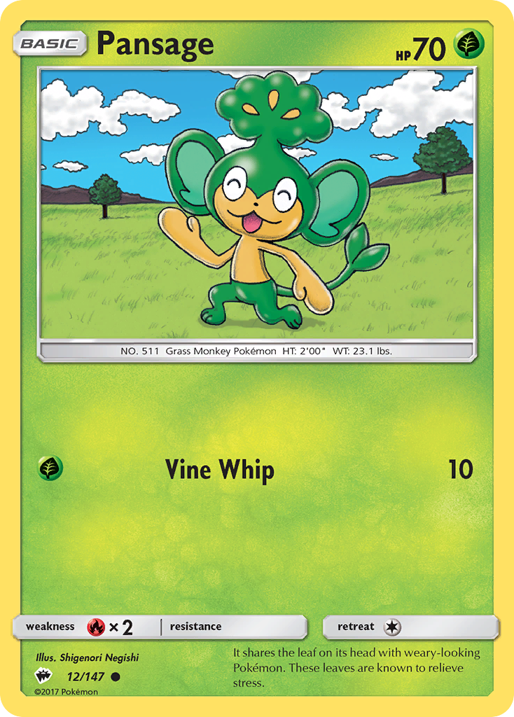 Pansage (12/147) [Sun & Moon: Burning Shadows] | Good Games North