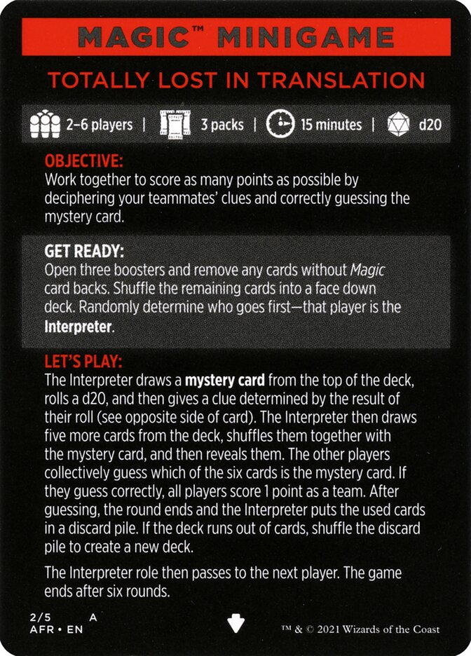 Totally Lost in Translation (Magic Minigame) [Dungeons & Dragons: Adventures in the Forgotten Realms Minigame] | Good Games North