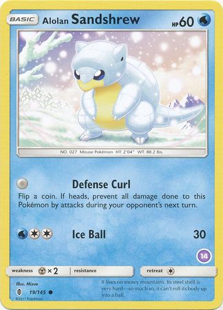 Alolan Sandshrew (19/145) (Deck Exclusive #14) [Sun & Moon: Trainer Kit - Alolan Sandslash] | Good Games North