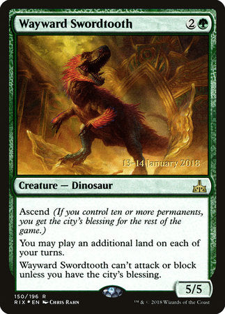 Wayward Swordtooth [Rivals of Ixalan Promos] | Good Games North