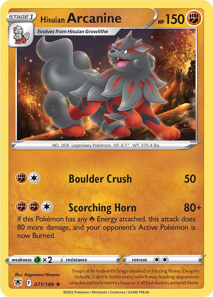 Hisuian Arcanine (071/189) [Sword & Shield: Astral Radiance] | Good Games North
