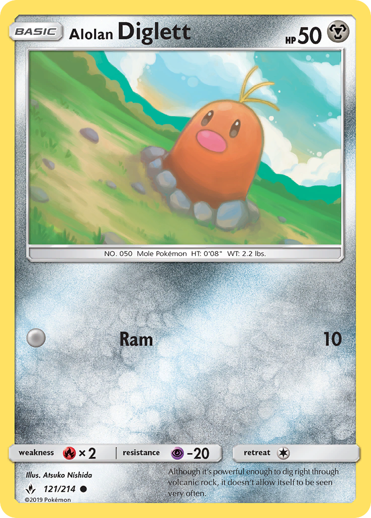 Alolan Diglett (121/214) [Sun & Moon: Unbroken Bonds] | Good Games North