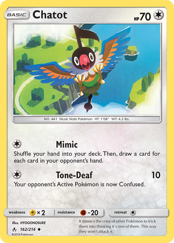 Chatot (162/214) [Sun & Moon: Unbroken Bonds] | Good Games North