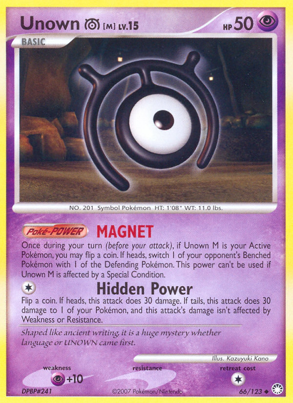 Unown M (66/123) [Diamond & Pearl: Mysterious Treasures] | Good Games North