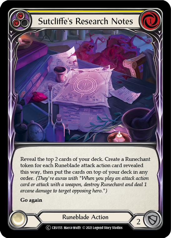 Sutcliffe's Research Notes (Yellow) [U-CRU155-RF] Unlimited Rainbow Foil | Good Games North