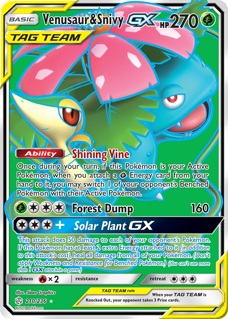 Venusaur & Snivy GX (210/236) [Sun & Moon: Cosmic Eclipse] | Good Games North