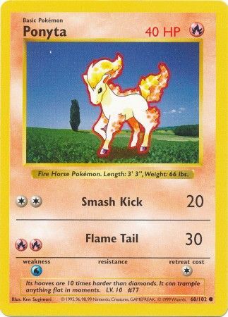 Ponyta (60/102) [Base Set Shadowless Unlimited] | Good Games North