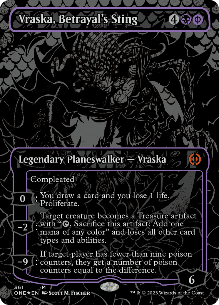 Vraska, Betrayal's Sting (Oil Slick Raised Foil) [Phyrexia: All Will Be One] | Good Games North
