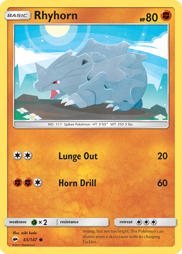 Rhyhorn (65/147) [Sun & Moon: Burning Shadows] | Good Games North