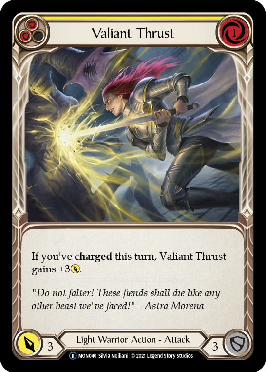 Valiant Thrust (Yellow) [U-MON040-RF] Unlimited Rainbow Foil | Good Games North