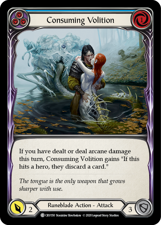 Consuming Volition (Blue) [CRU150] 1st Edition Rainbow Foil | Good Games North