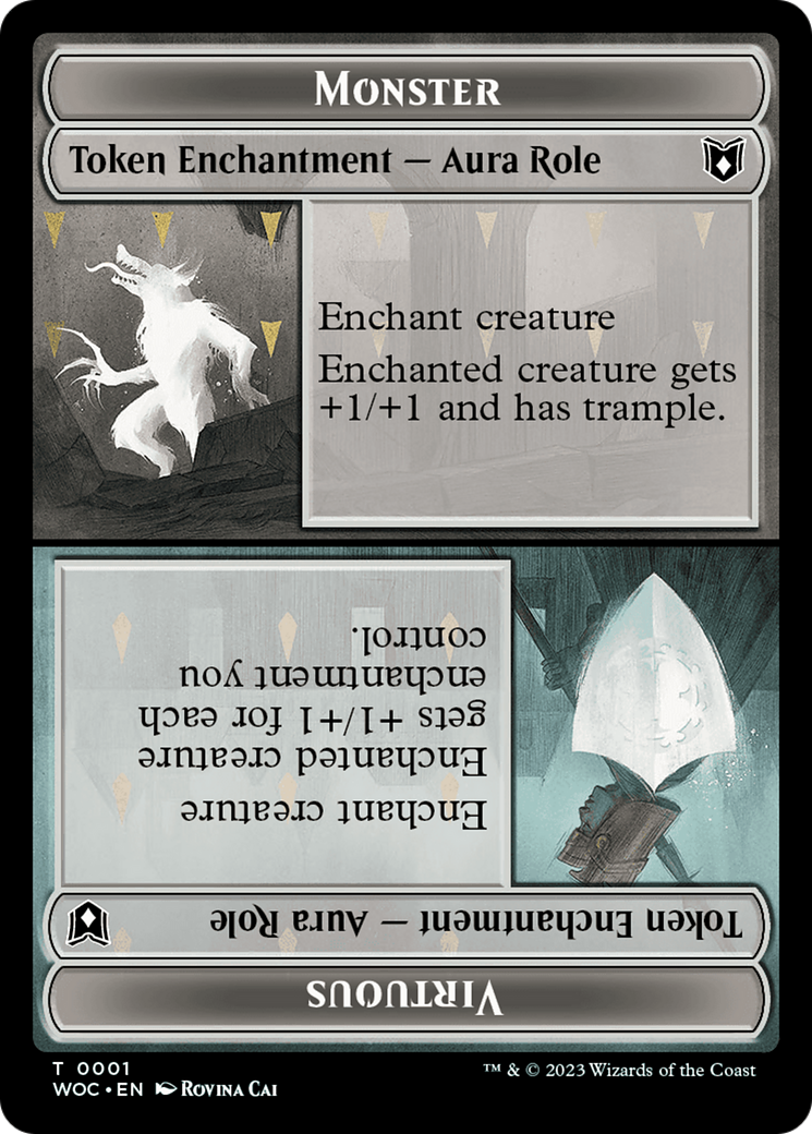 Copy // Monster Role / Virtuous Role Double-Sided Token [Wilds of Eldraine Commander Tokens] | Good Games North