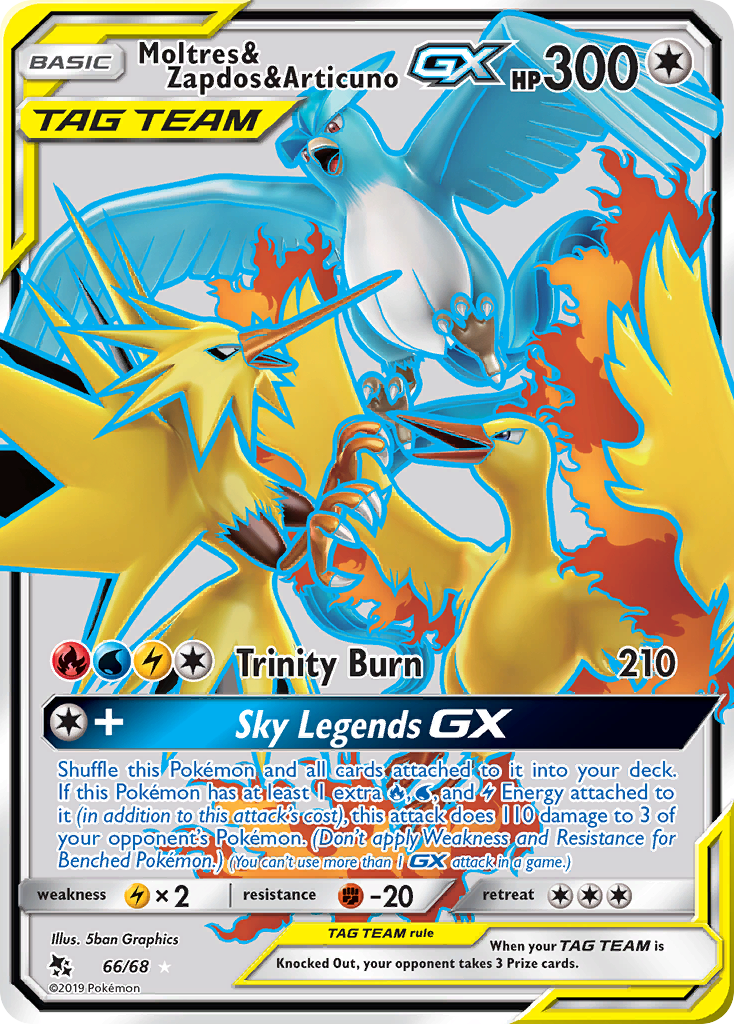 Moltres & Zapdos & Articuno GX (66/68) [Sun & Moon: Hidden Fates] | Good Games North