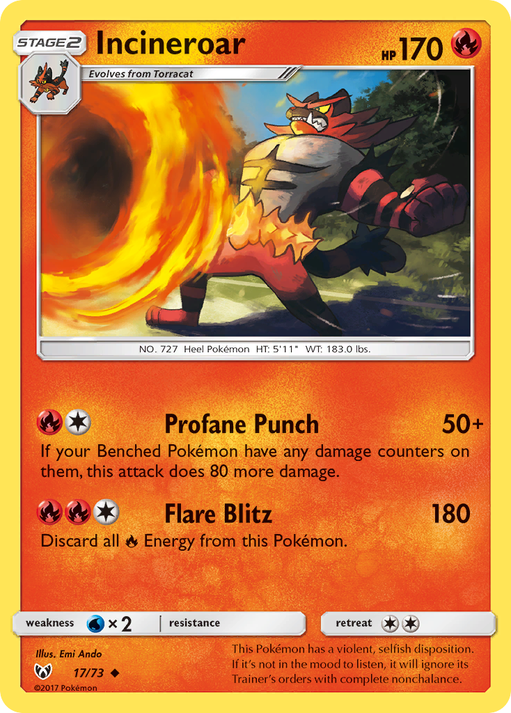 Incineroar (17/73) [Sun & Moon: Shining Legends] | Good Games North