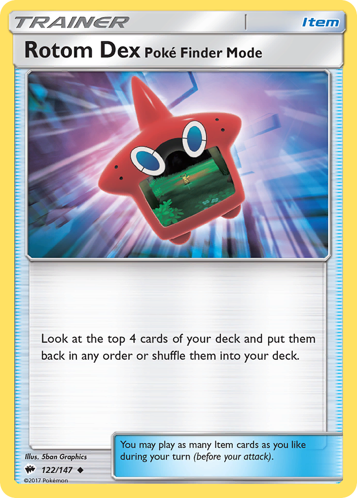 Rotom Dex Poke Finder Mode (122/147) [Sun & Moon: Burning Shadows] | Good Games North