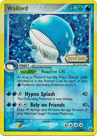 Wailord (14/92) (Stamped) [EX: Legend Maker] | Good Games North