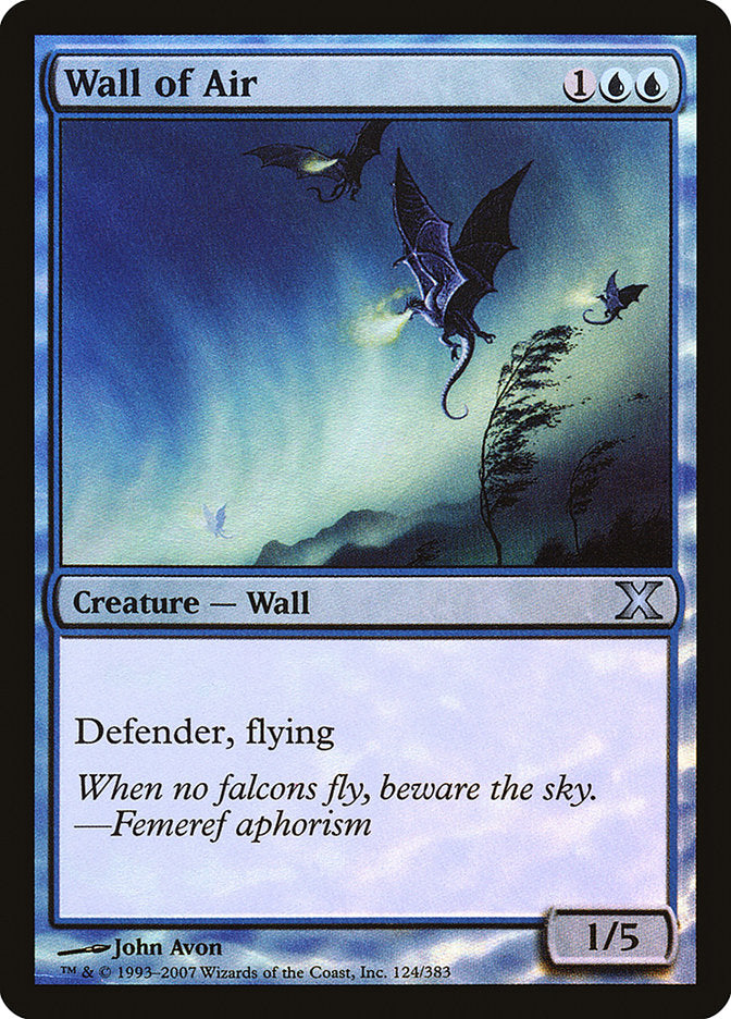 Wall of Air (Premium Foil) [Tenth Edition] | Good Games North