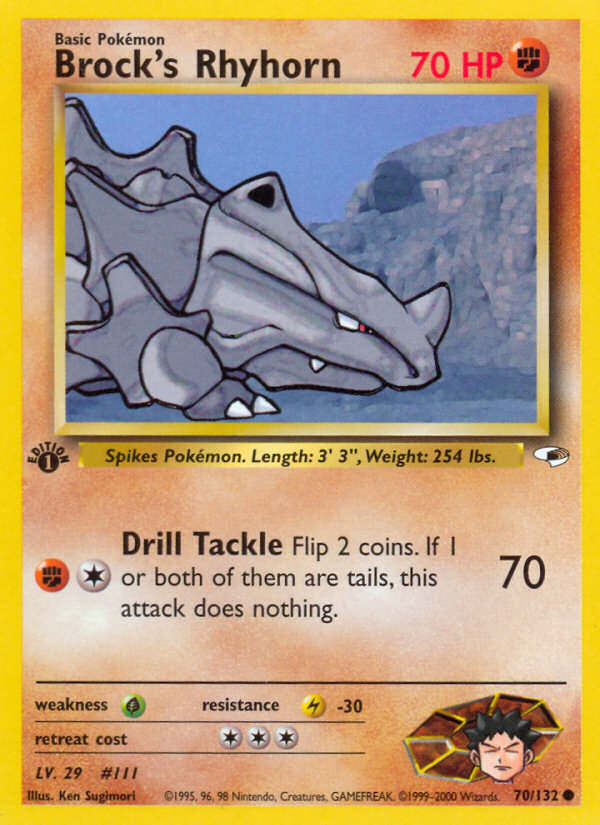 Brock's Rhyhorn (70/132) [Gym Heroes 1st Edition] | Good Games North