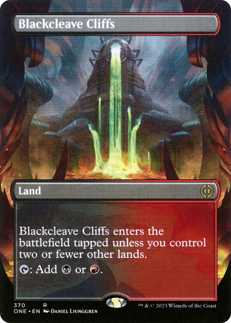 Blackcleave Cliffs (Borderless Alternate Art) [Phyrexia: All Will Be One] | Good Games North