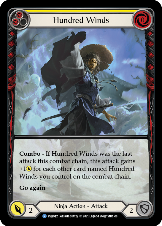 Hundred Winds (Yellow) [EVR042] (Everfest)  1st Edition Extended Art Rainbow Foil | Good Games North