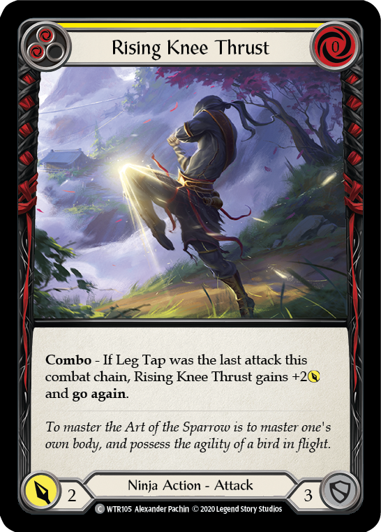 Rising Knee Thrust (Yellow) [U-WTR105] (Welcome to Rathe Unlimited)  Unlimited Rainbow Foil | Good Games North