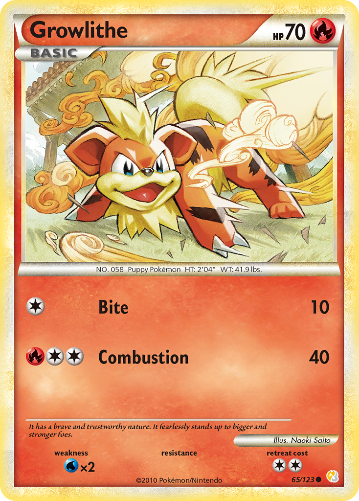Growlithe (65/123) [HeartGold & SoulSilver: Base Set] | Good Games North