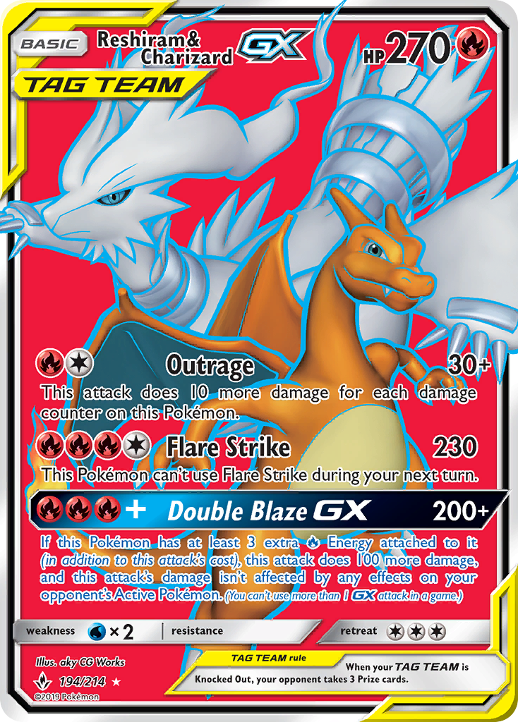 Reshiram & Charizard GX (194/214) [Sun & Moon: Unbroken Bonds] | Good Games North