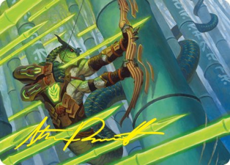 Bamboo Grove Archer Art Card (Gold-Stamped Signature) [Kamigawa: Neon Dynasty Art Series] | Good Games North