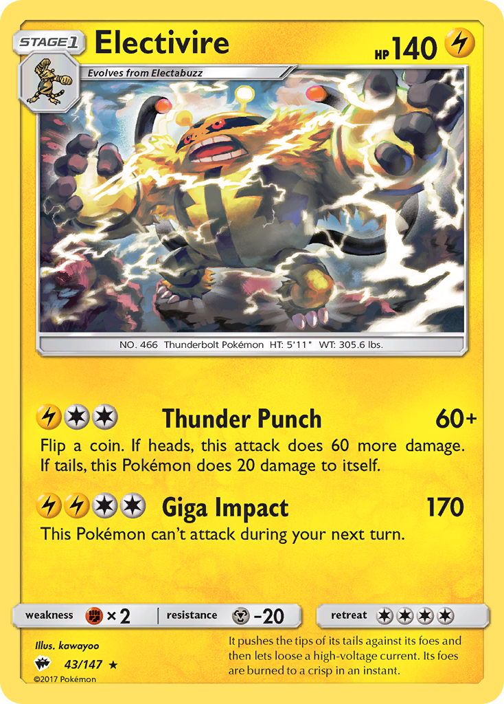 Electivire (43/147) [Sun & Moon: Burning Shadows] | Good Games North