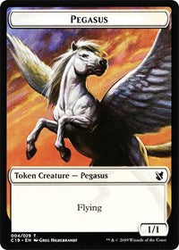 Pegasus // Human Double-sided Token [Commander 2019 Tokens] | Good Games North