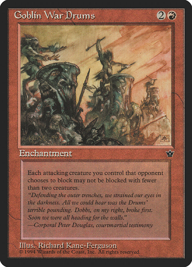 Goblin War Drums (Richard Kane Ferguson) [Fallen Empires] | Good Games North