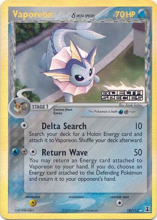 Vaporeon (18/113) (Delta Species) (Stamped) [EX: Delta Species] | Good Games North