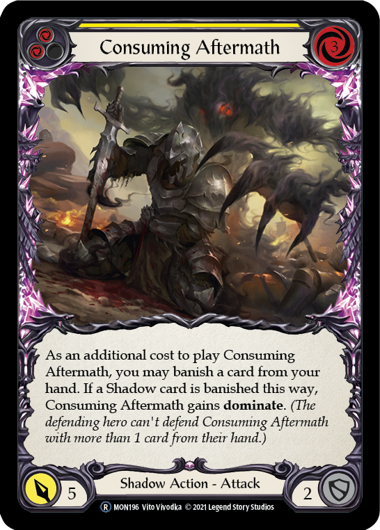 Consuming Aftermath (Yellow) [U-MON196-RF] Unlimited Rainbow Foil | Good Games North