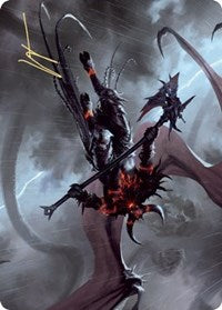 Burning-Rune Demon Art Card (Gold-Stamped Signature) [Kaldheim: Art Series] | Good Games North