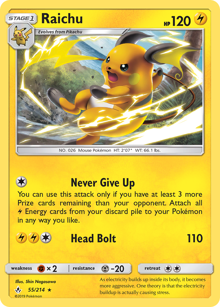 Raichu (55/214) [Sun & Moon: Unbroken Bonds] | Good Games North