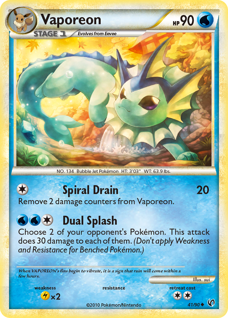 Vaporeon (41/90) [HeartGold & SoulSilver: Undaunted] | Good Games North
