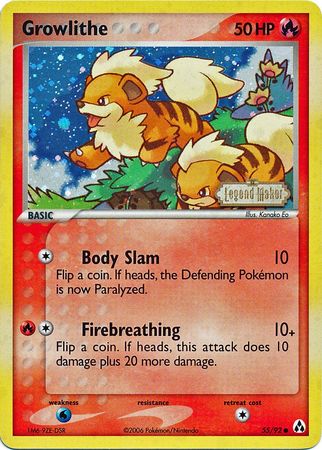 Growlithe (55/92) (Stamped) [EX: Legend Maker] | Good Games North