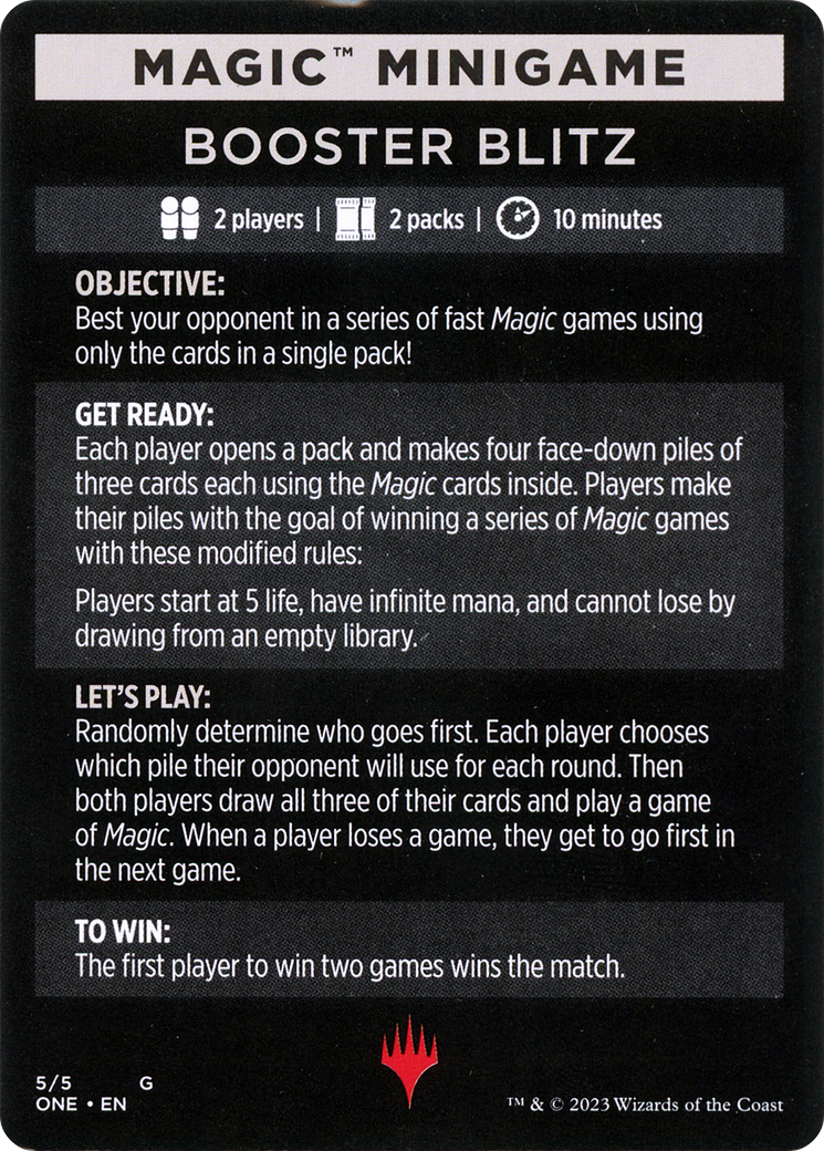 Booster Blitz (Magic Minigame) [Phyrexia: All Will Be One Minigame] | Good Games North
